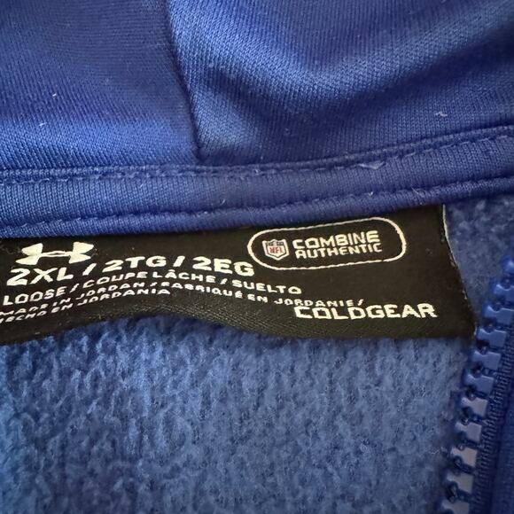 Under Armour Team Issued NFL New York Giants Combine Blue Full Zip Hoodie XXL - Picture 3 of 12